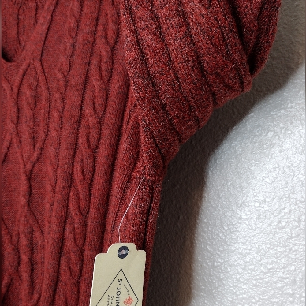 NWT St. John's Bay Rustic Brick Cable Knit Pullover Long Sleeve V-Neck Sweater - Picture 8 of 15